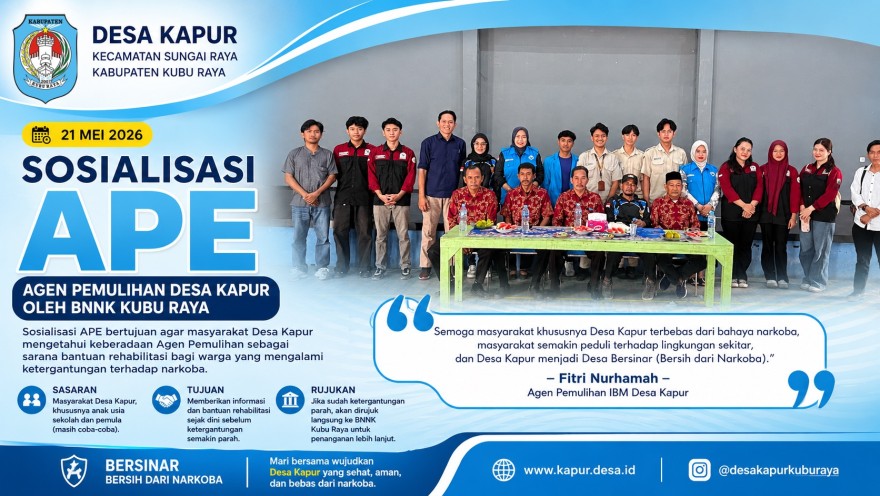 Sosialisasi APE Desa Kapur oleh BNNK Kubu Raya, Wujudkan Desa Bersinar Bersih dari Narkoba